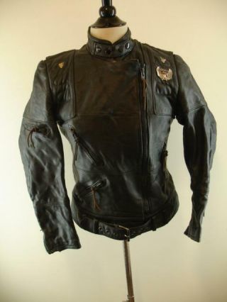 Mens Xs 40 Hein Gericke Harley - Davidson Black Racing Leather Motorcycle Jacket