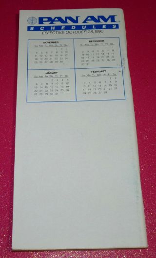 PAN AM AIRLINES TIMETABLE OCTOBER 1990 SCHEDULES ROUTE MAP VINTAGE PAA 2