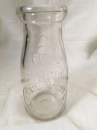 Vintage Half Pint Milk Bottle Emil Klatt Dairy W.  60th St.  Chicago Illinois 1929