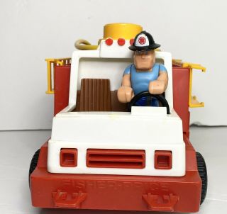 Vintage 1983 Fisher Price Husky Helper Fire Truck Toy With Water Pump & Figure 3