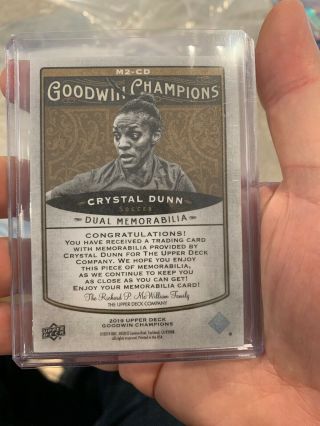 2019 Goodwin Champions Crystal Dunn Dual Premium Memorabilia 01/10 3