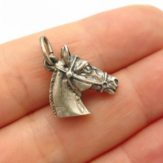 925 Sterling Silver Vintage Beau Horse Head Design Charm Pendant
