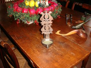 An Early South East Pennsylvania,  Hand Wrought,  Double Fat Burner Lamp 4 Birds