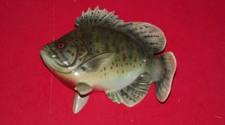 Vintage Lefton 60420 Sunfish Ceramic Wall Pocket Blue Gill Fish Cabin Decor