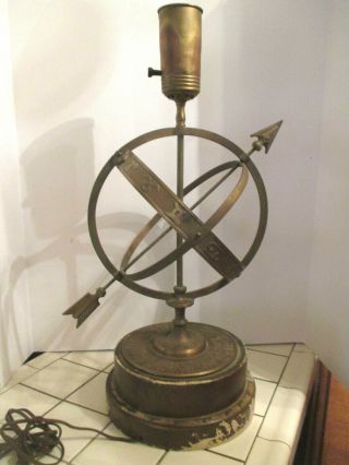 Mid Century Frederick Cooper Zodiac Armillary Astrologica Table Lamp