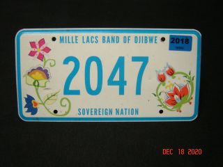 Reservation License Plate,  Mille Lacs Band Of Ojibwe,  Very.
