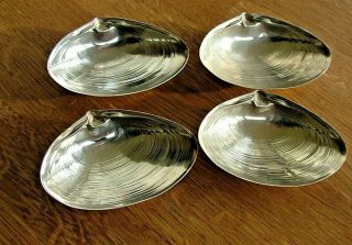 Set Of Four Sterling Silver Clam Shell Salts Small Dishes Wallace Us Mid Century