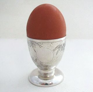Chinese Export Solid Sterling Silver Egg Cup Beaker Goblet Wai Kee Bamboo