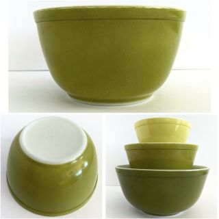 Vintage Pyrex Nesting Mixing Bowl 402 Avocado Olive Verde Green 1 1/2 Quart Usa