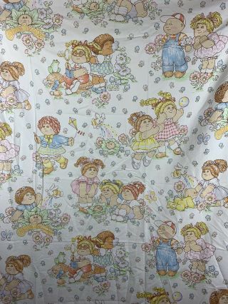 Vintage 1983 Cabbage Patch Kids Twin Sheet Set Flat Fitted Pillowcase Euc