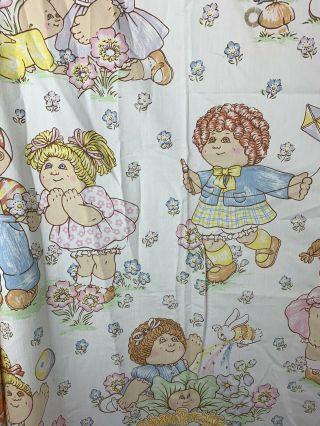 Vintage 1983 CABBAGE PATCH KIDS Twin Sheet Set Flat Fitted Pillowcase EUC 3
