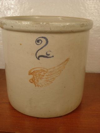Vintage Red Wing Stoneware 2 Gallon Crock Long Wing Jug Pottery