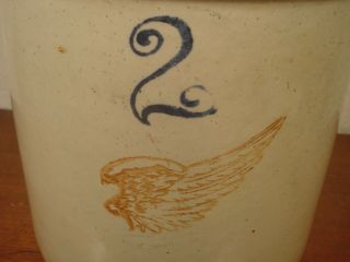 Vintage Red Wing Stoneware 2 Gallon Crock Long Wing Jug Pottery 2