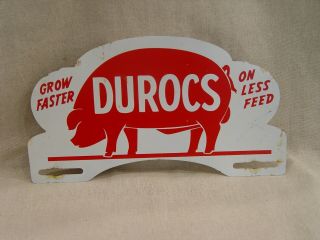 Old Durocs Pig Hog Feed Farm Advertising Metal License Plate Topper