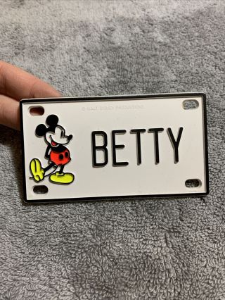 Vintage Betty Name License Bike Plate Walt Disney Mickey Mouse Vanity
