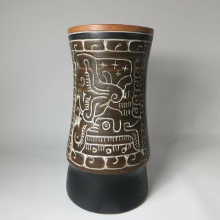Vintage Armando De Mexico Hand Crafted Folk Art Pottery Vase Signed 7 - 1/8 " Tall