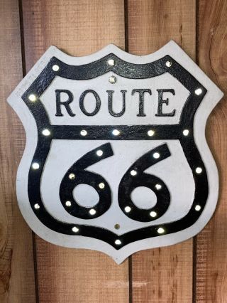 Route 66 Glass Marble Reflector Sign Embossed Cast Aluminum Metal Sign 13 " X 12 "