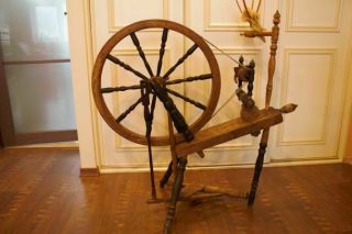 Antique Xixc.  Wooden Spinning Wheel Sweden With Big Wheel 23 " Signed