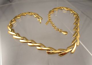 Vintage Monet Gold Tone Fancy Classy Link Chain Necklace Choker 4177