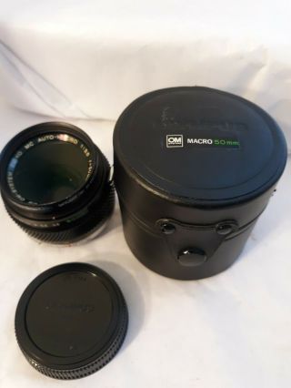 Vtg Olympus Om - System Zuiko Auto - Macro 1:3.  5 50mm Lens Japan