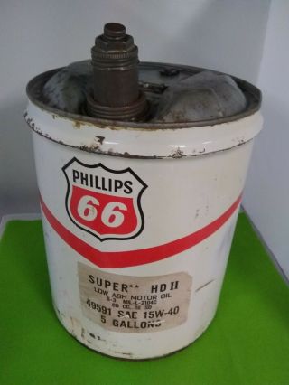 Vintage " Phillips 66 " Advertising Oil Can,  5 Gallon Motor Oil 15w - 40 Sweet