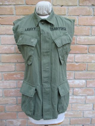 Vintage 1968 Vietnam War Us Air Force Named Jungle Fatigue W/o Sleeves,  Small