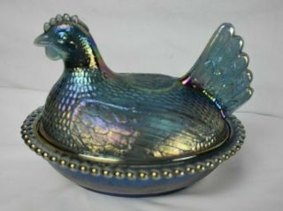 Vintage Indiana Carnival Glass Hen Covered Dish
