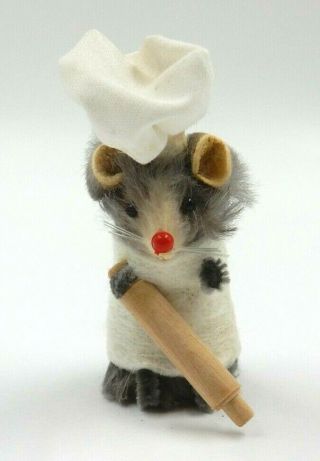 Vintage The Little Mouse Factory Toy Fur Mouse Dressed As Chef Made In Germany