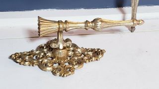 Set Of 2 Vintage Brass Filigree Wall Candle Holders Ornate Victorian 12 