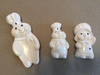 Vintage Pillsbury Doughboy Salt And Pepper Shakers And Spoon Holder 1988