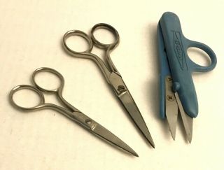 3pc Vintage Wiss Sewing Embroidery Tailor Scissors Snips 1570 785 764 Usa