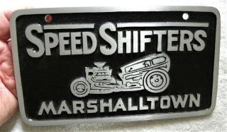 Speed Shifters,  Marshalltown,  Iowa Ia Car Club Plaque,  Cast Aluminum License Plate