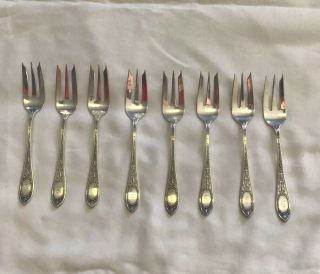 Set Of 8 Whiting Sterling Silver Salad Forks Adam Pattern