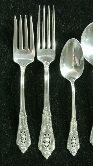 Wallace Sterling Silver Rose Point 6 - piece Place Setting 250g no Mono 2