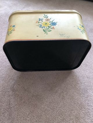 Vintage 1950’s Tin Metal Bread Box Hinged Vented Farmhouse Yellow Floral