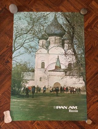 Vintage / Pan Am Airline / Large Travel Poster / Russia