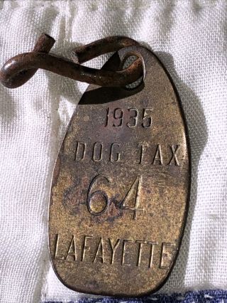 Vintage 1935 Lafayette Indiana Dog Tax License Tag 64