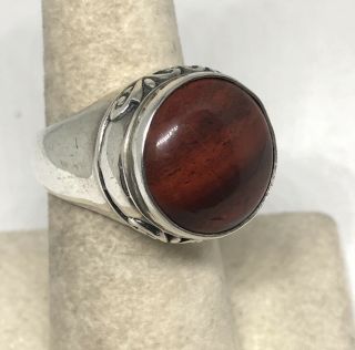 Vintage Claudia Agudelo Exex Sterling Silver Red Jasper Ring Size 7