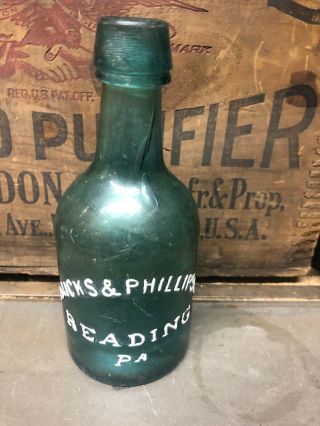 Maicks & Phillipson Reading Pa Pennsylvania Antique Squat Soda Bottle
