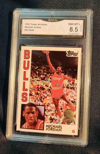 Michael Jordan Chicago Bulls 1992 Topps Archives Basketball Card 52 Gma 8.  5 Mt