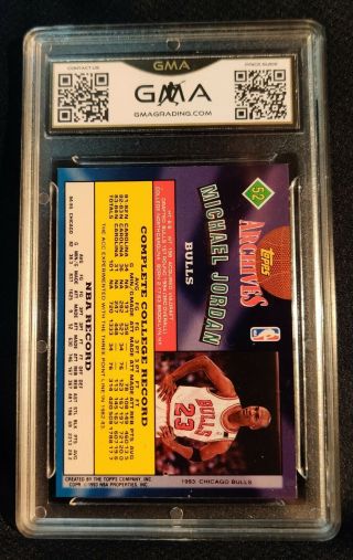 Michael Jordan Chicago Bulls 1992 Topps Archives Basketball Card 52 GMA 8.  5 MT 2