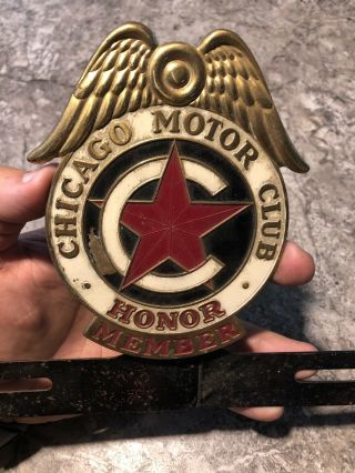 Vintage AAA Chicago Motor Club Honor Member License Plate Topper Badge 2