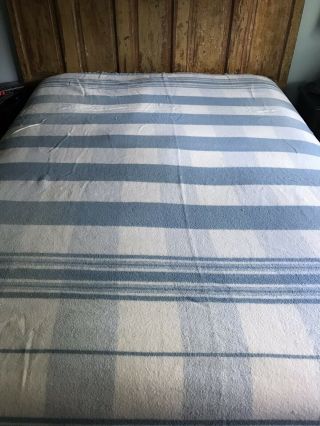 Vintage Blue Plaid Fleece Blanket Cotton Blend Twin Size 2