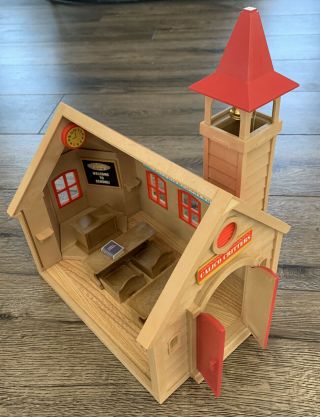Calico Critters Epoch School House Church Bell Tower Desks Chair Vintage