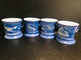 Vintage Currier And Ives Homestead Winter Coffee Mugs Tea Chocolate Cup Set Of 4