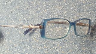 Versace Made In Italy Blue Silver Gemstone Vintage Designer Glasses Frames