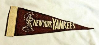 Vintage York Yankees Felt Baseball Pennant 9 1/2 " X 3 1/2 "