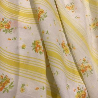 Vintage Springmaid Queen Size Flat Sheet Yellow Orange Floral Usa
