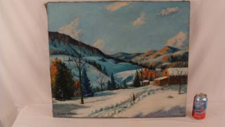 Antique Lorenzo Nevers Winter Landscape Oil Painting