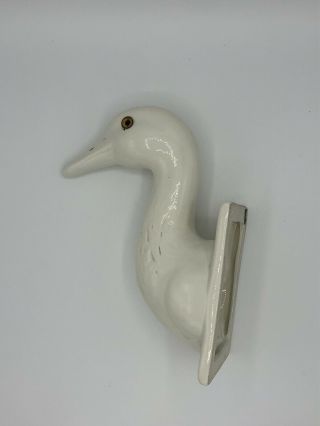 Vintage Ceramic Duck Goose Head Towel Holder Hanger Country Wall Hanger Hook